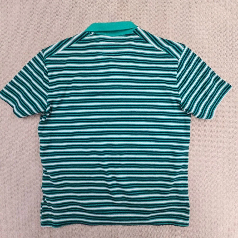 Nike Victory Golf Polo Shirt Mens XL Green White Black Striped Lightweight
